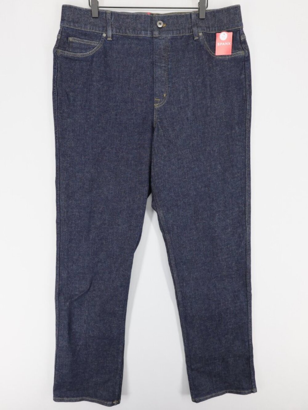 Spanx Jeans Womens 3XT Blue Raw Indigo Cuffed Straight Leg Stretch Pull On
